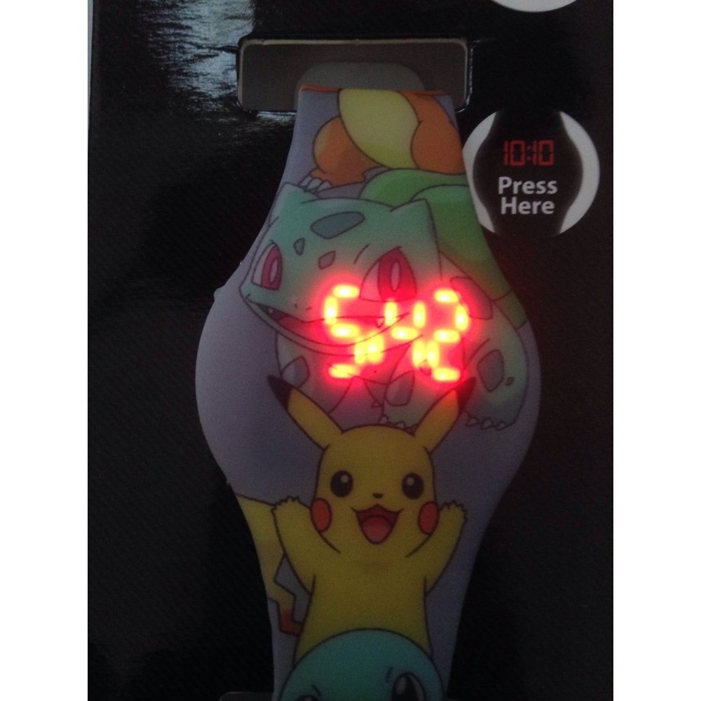 Pokemon Pikachu Bulbasaur Silicone Blue Digital LED Wristwatch Watch - Picture 2 of 5